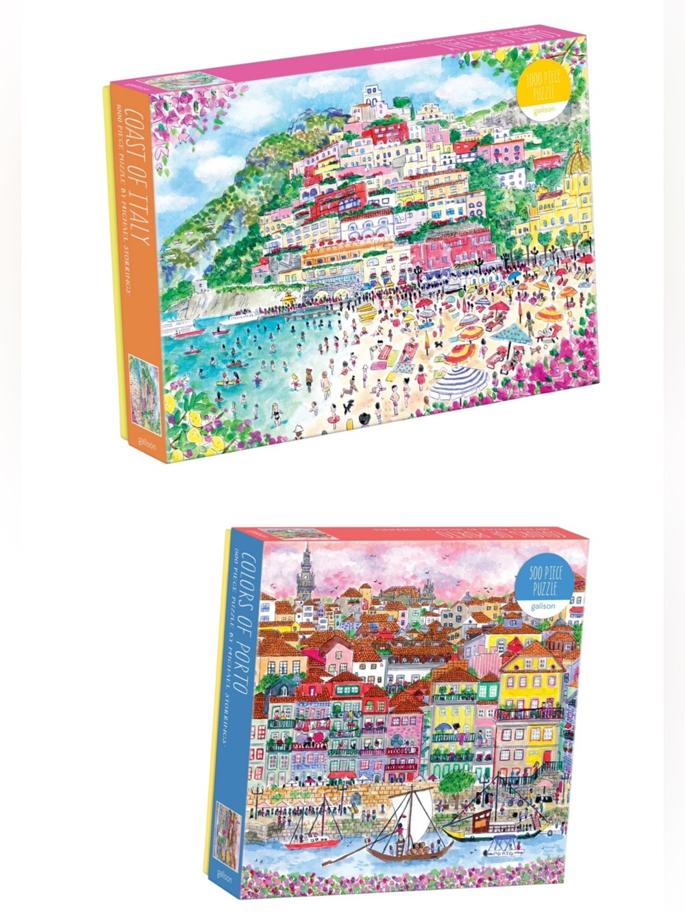 Michael Storrings Puzzles Set of 2 Coast of Italy 1000pc and Colors of Porto 500